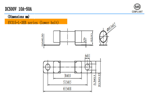 EV315-H EV315-L 3E / 3EB / 3ED 道路車両のファイューズ DC500V 10A-50A 電動車専用
