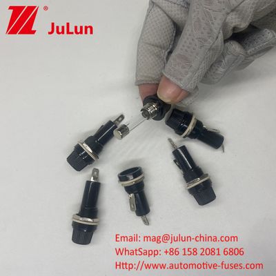 5*20mm 6X30mm ガラスの車用フューズホルダー 12mm 15A 125V 10A 250V