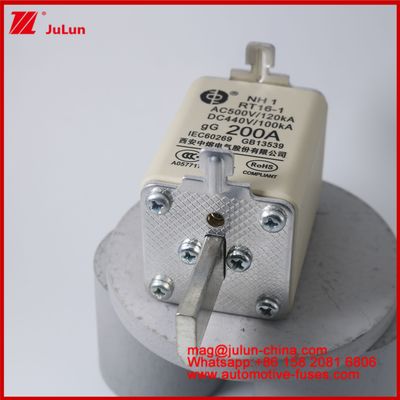 NH1 RT16-1 200A AC500V 120KA DC 440V 100KA 自動車 セラミック オートファイューズ 刃のマウント EV / HEV 車両 小型 高定位電流ショートサーキット保護