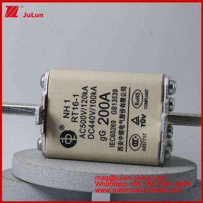 NH1 RT16-1 200A AC500V 120KA DC 440V 100KA 自動車 セラミック オートファイューズ 刃のマウント EV / HEV 車両 小型 高定位電流ショートサーキット保護