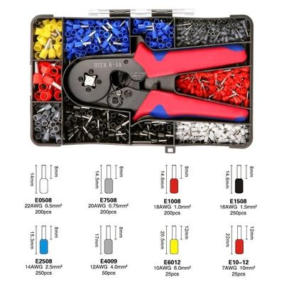 便利で多用途なミニワイヤーフェルールチューブ端子圧着ペンチキット 1200個入り 家庭用電気絶縁