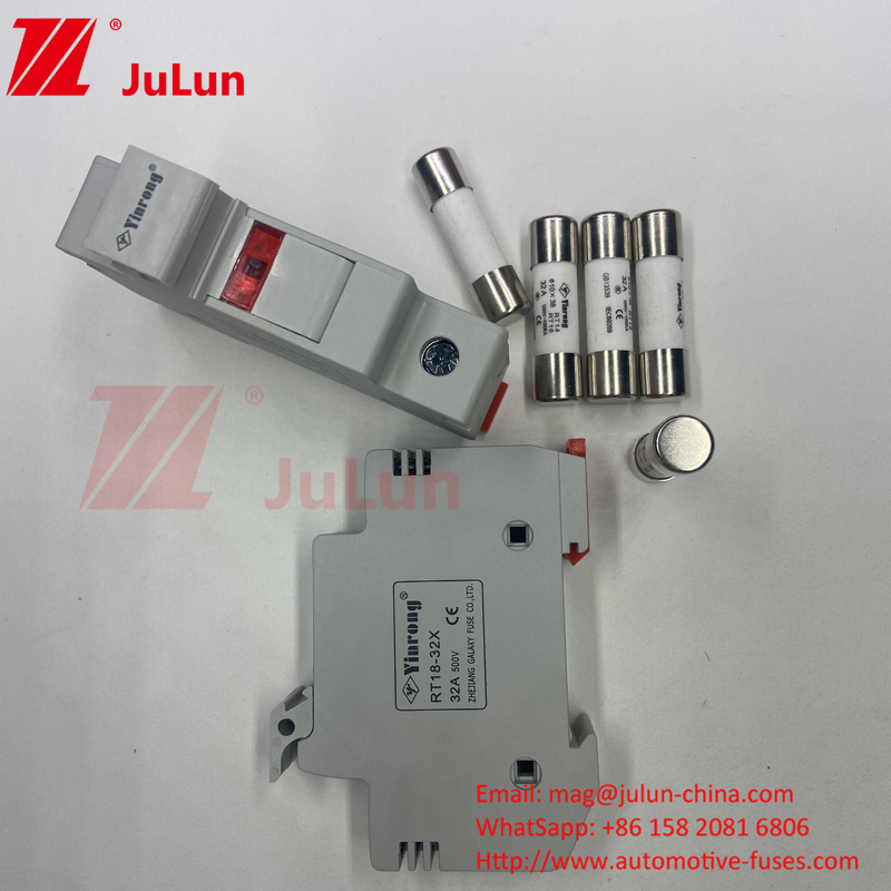 1000VDC 30kA セラミック太陽光電池ファイューズ 10*38 DC 太陽光電池 PV 太陽光ファイューズベースと1000Vファイューズ 15A 20A 25A 30A 32A