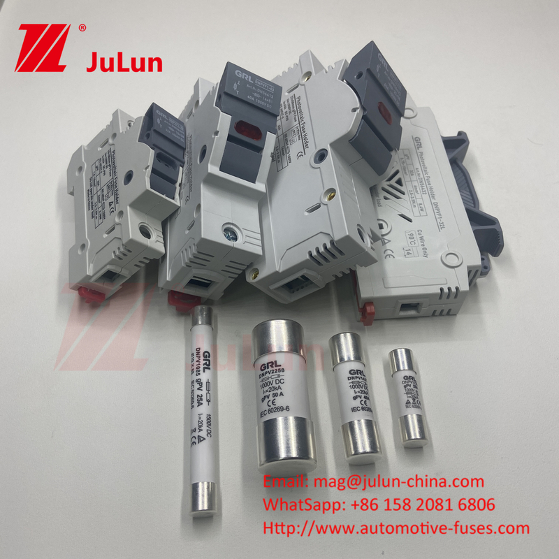 円筒型ファイューズ 太陽光ファイューズ 電流10A 12A 15A 16A 20A 25A 30A 32A 40A 50A 63A