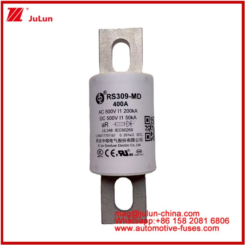 RS309-MD 400A 500VAC 200KA 500VDC 50KA AR 管状セラミック自動車ファイューズ ボルト設置 半導体保護