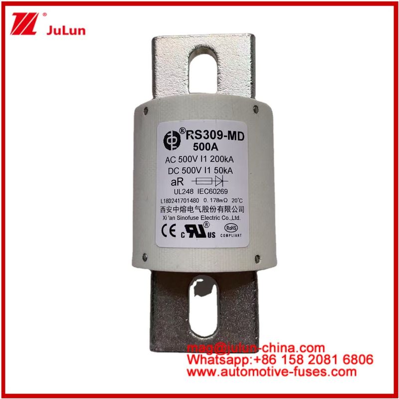 500VDC 200KA 500VAC 50KA AR 管状セラミック・高速ファイューズ ファイューズ RS309-MD 500A 電動自動車および電池システム用