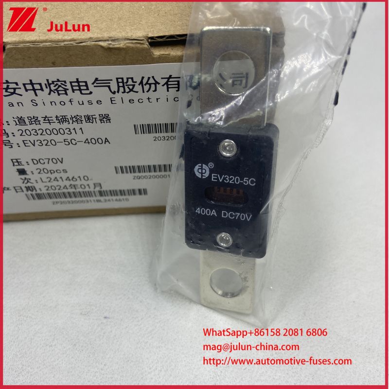 EV320-5C 5X -400A 175A DC70V 電気自動車用ヒューズ M8取り付け方法 ISO8820-5およびGB/T31465.5-2015規格に準拠