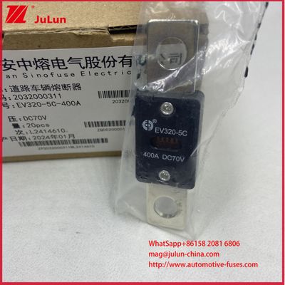 EV320-5C 5X -400A 175A DC70V 電気自動車用ヒューズ M8取り付け方法 ISO8820-5およびGB/T31465.5-2015規格に準拠